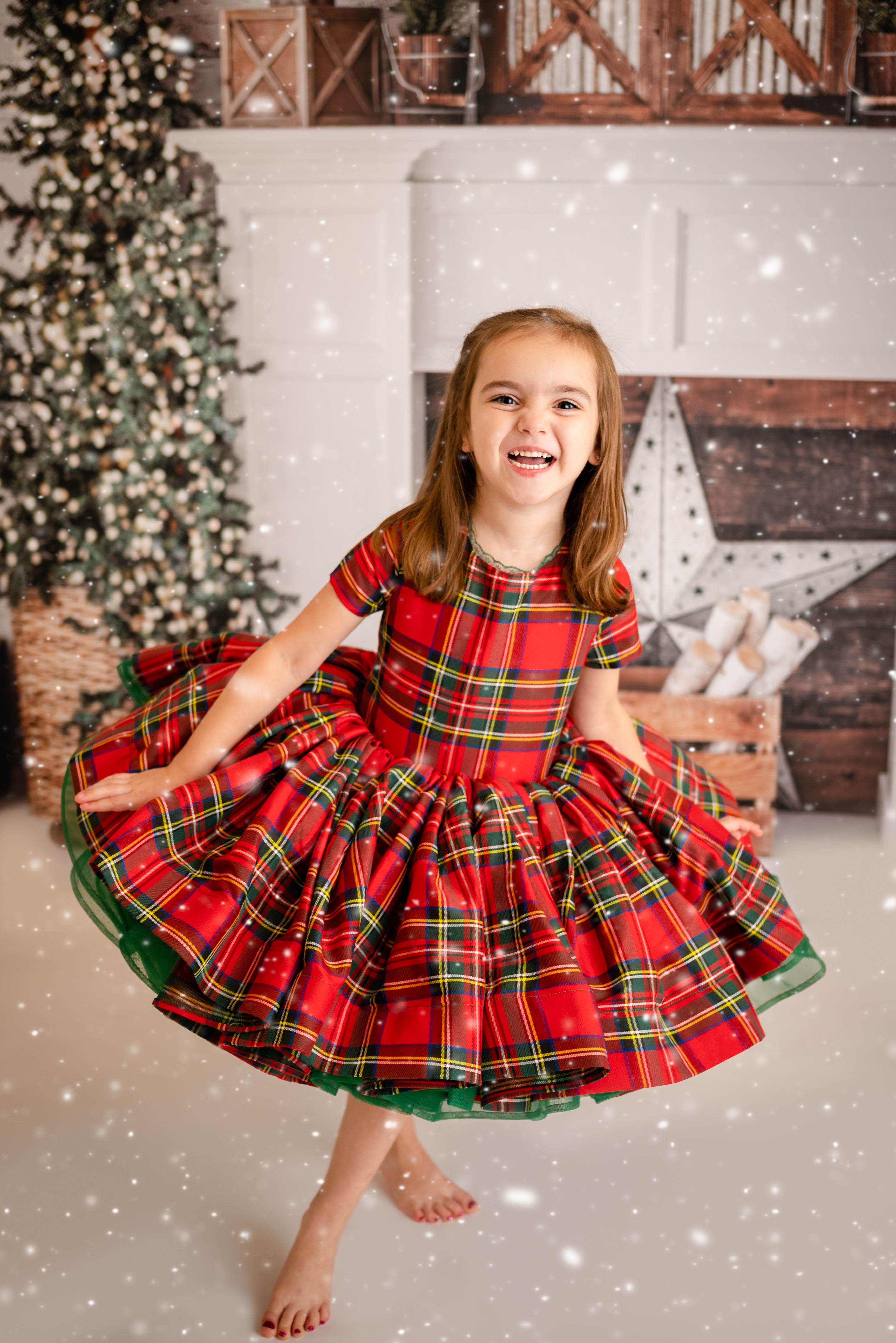 Couture gown rental: "Darling Plaid" Red Vintage Dress Cap Sleeve ( 5 Year - Petite 6 Year)
