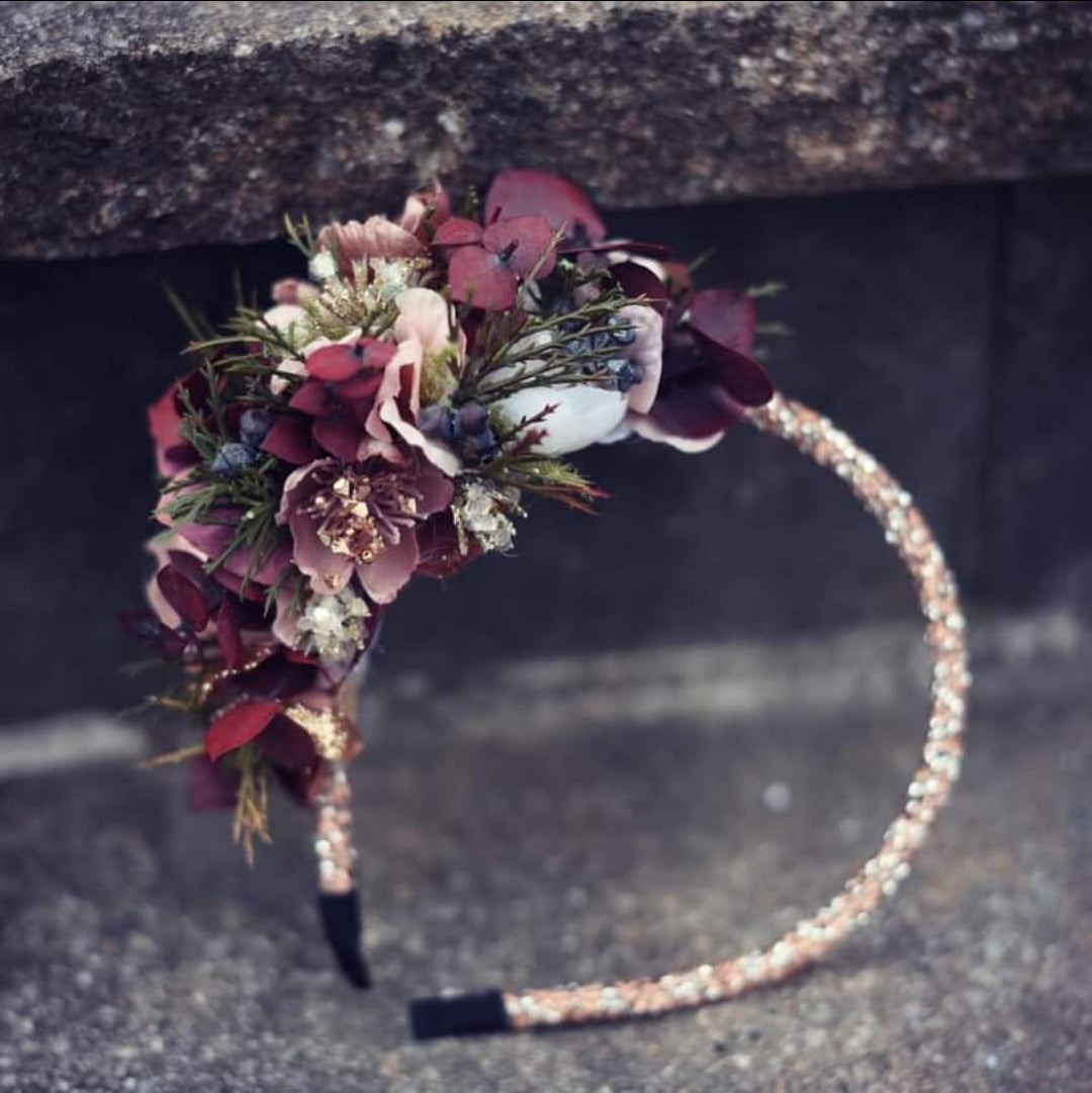 Burgundy deals floral headband