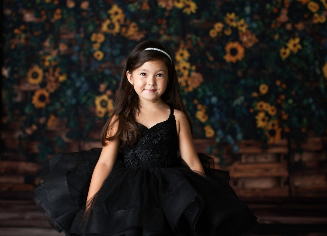 "Greer" in Midnight Petal Length Dress (5 Year-Petite 6 Year)