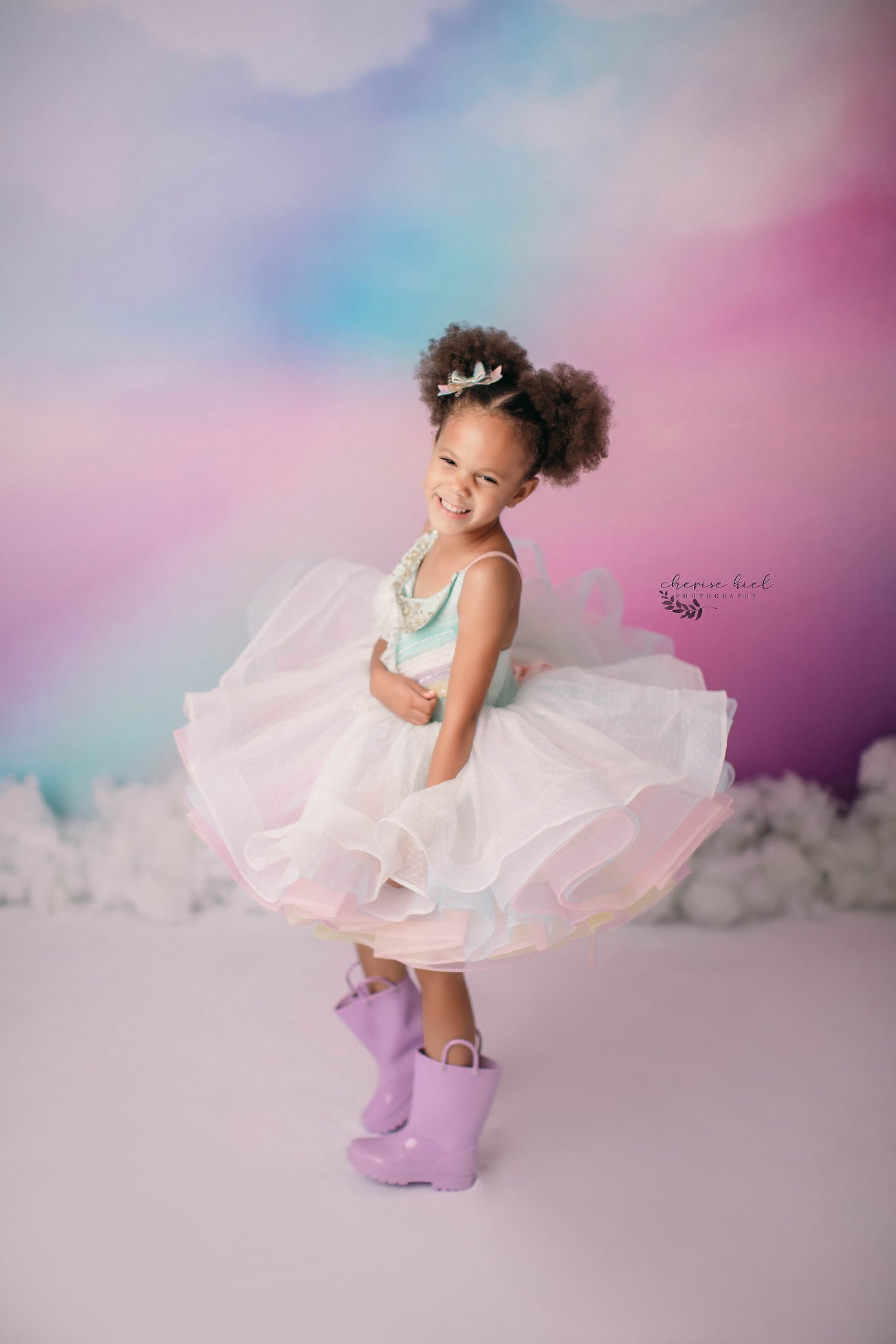 Euc retired rental Petal "Rainbow Dreaming in Pastel" Petal Length Dress (4 Year-Petite 5 Year)