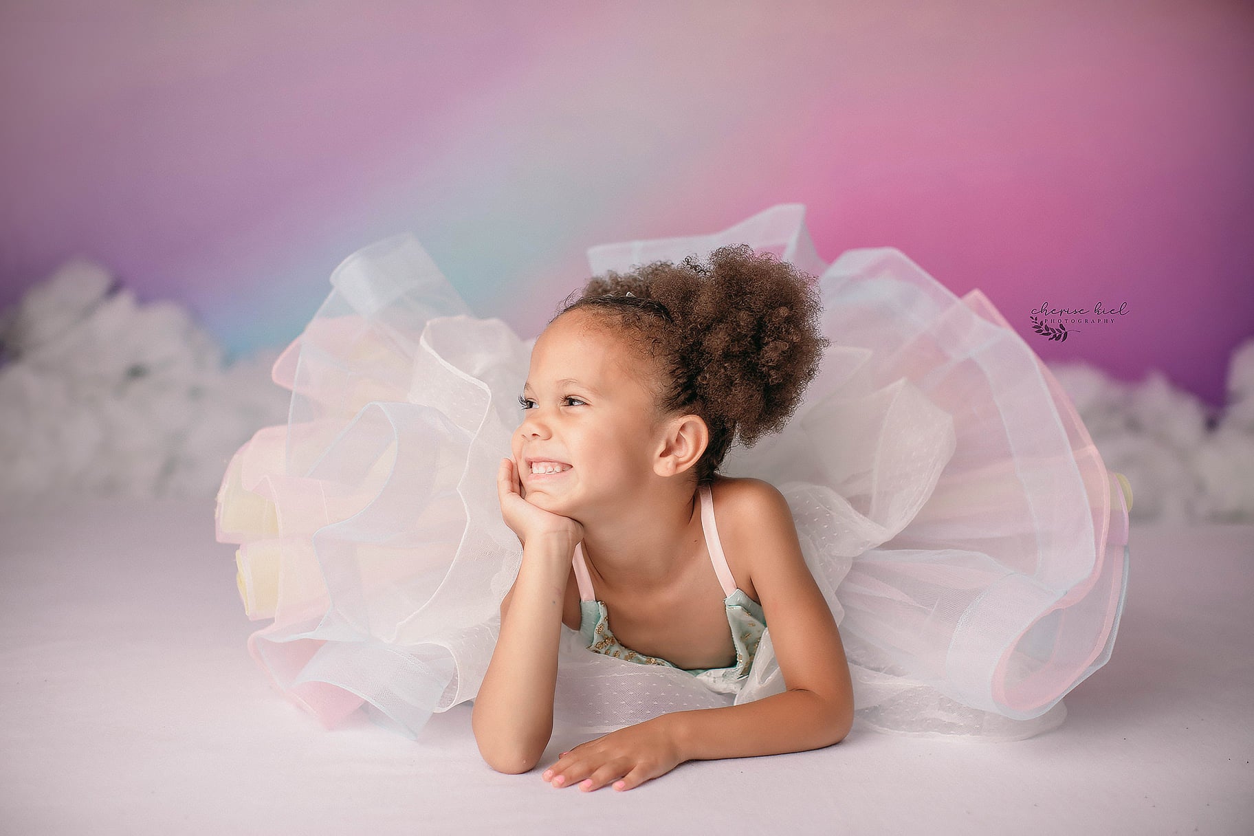 Euc retired rental Petal "Rainbow Dreaming in Pastel" Petal Length Dress (4 Year-Petite 5 Year)