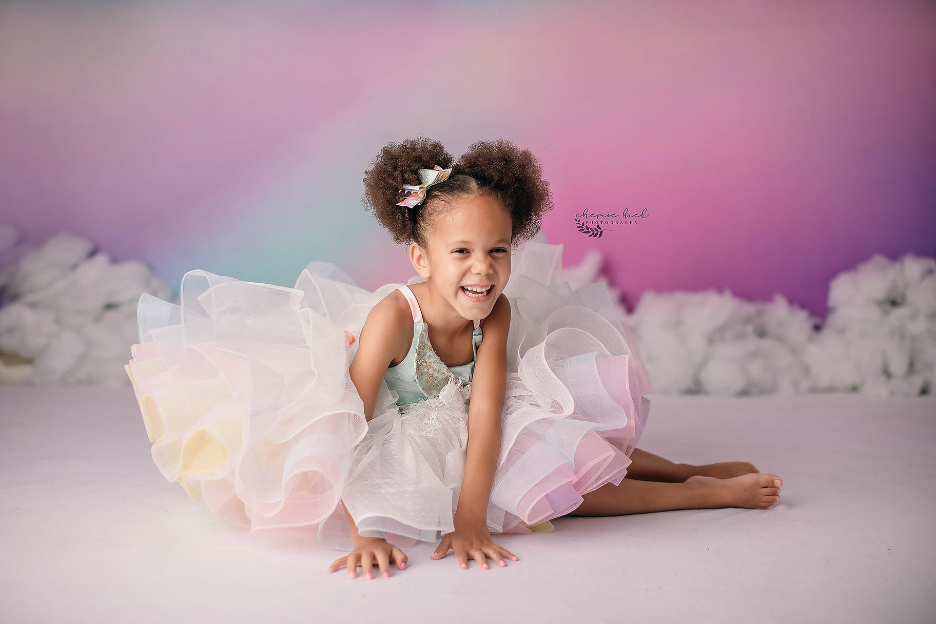 Euc retired rental Petal "Rainbow Dreaming in Pastel" Petal Length Dress (4 Year-Petite 5 Year)