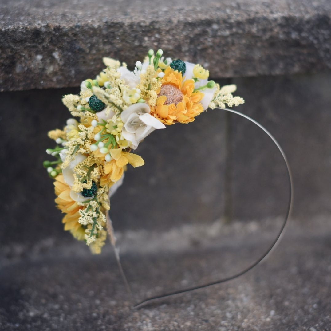 Sunflower Dreams shades of yellow/white headband