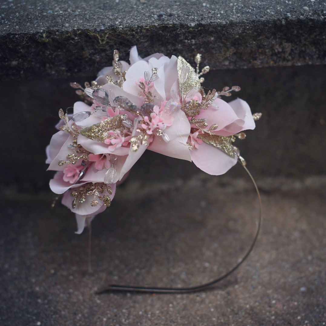 Simple pink/golds headband RTS GUC