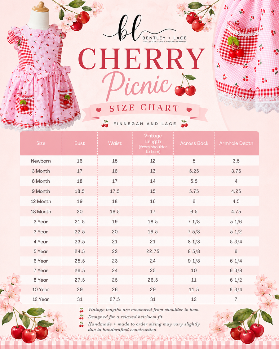 Cherry Picnic Custom Heirloom Dress Option One