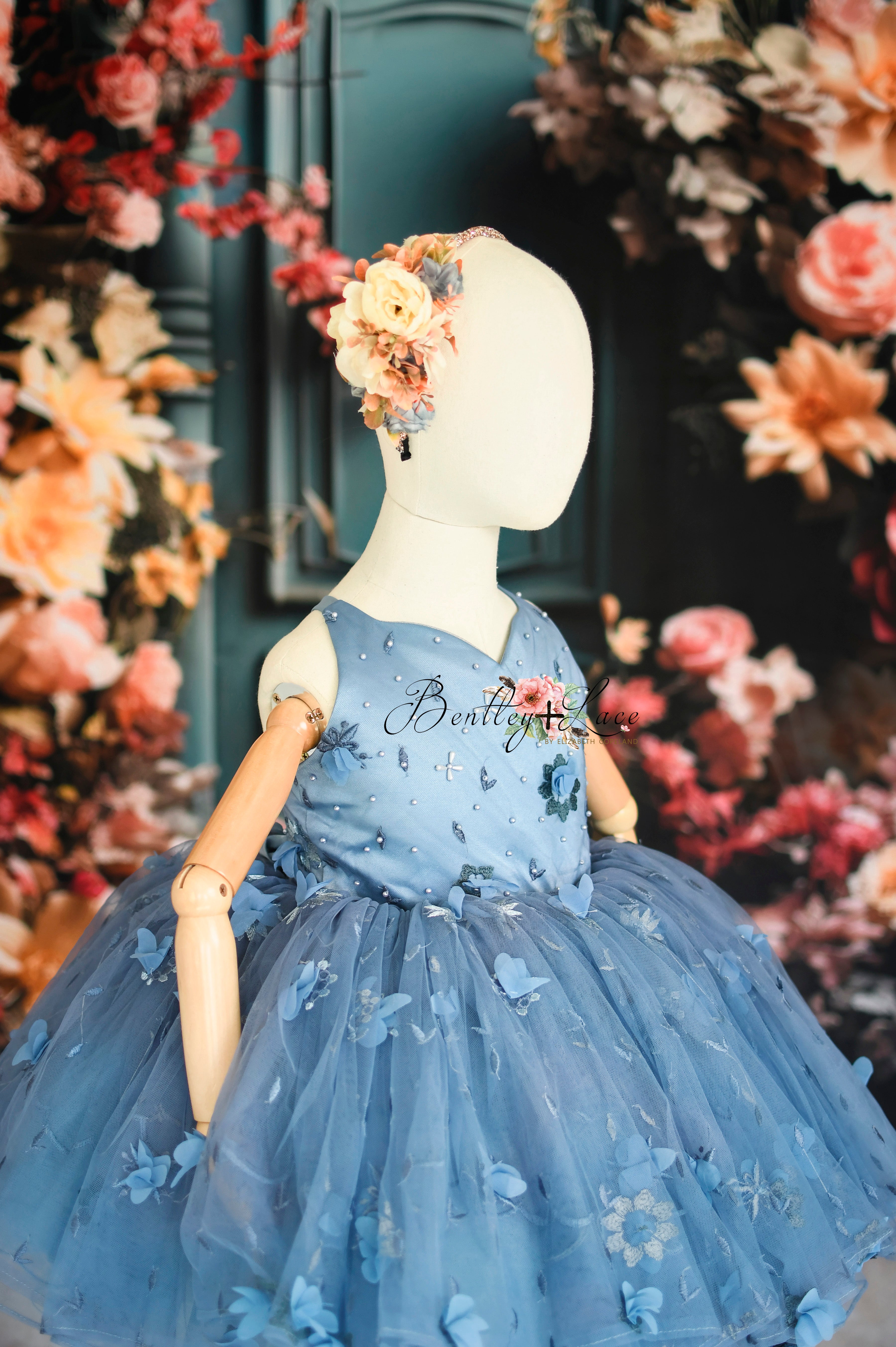 NEW. Charlee - blue-Petal Length Gown ( 4 Year - Petite 5 Year) up to 6 year