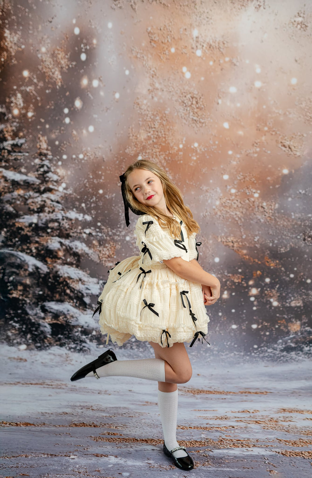 New Frosted Ribboncake Rental Dress with Detachable Sleeves | Fits 6Y–8Y