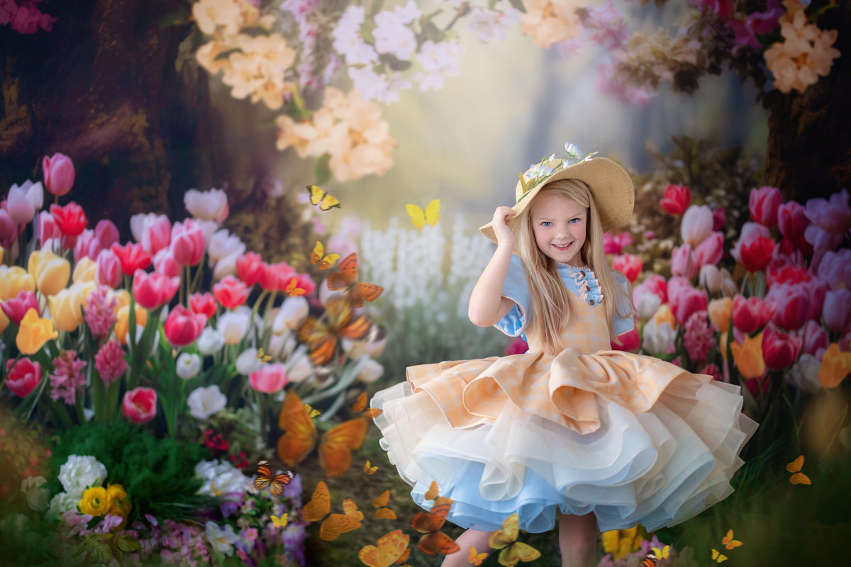 "Bluebird Breeze" Vintage Petal Dress | Editorial Couture Gown for Special Occasions