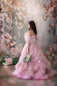 HOLD FOR JEN RETIRED RENTAL  euc "Dentelle Rose" -   Floor length + Cuffs  Teen /Adult  ( 14 Year - Petite 18+ Year)