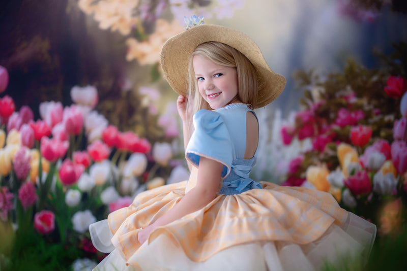 "Bluebird Breeze" Vintage Petal Dress | Editorial Couture Gown for Special Occasions