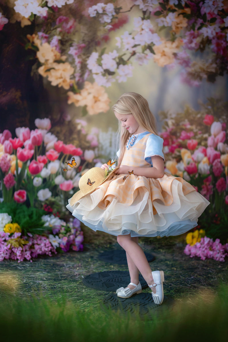 "Bluebird Breeze" Vintage Petal Dress | Editorial Couture Gown for Special Occasions