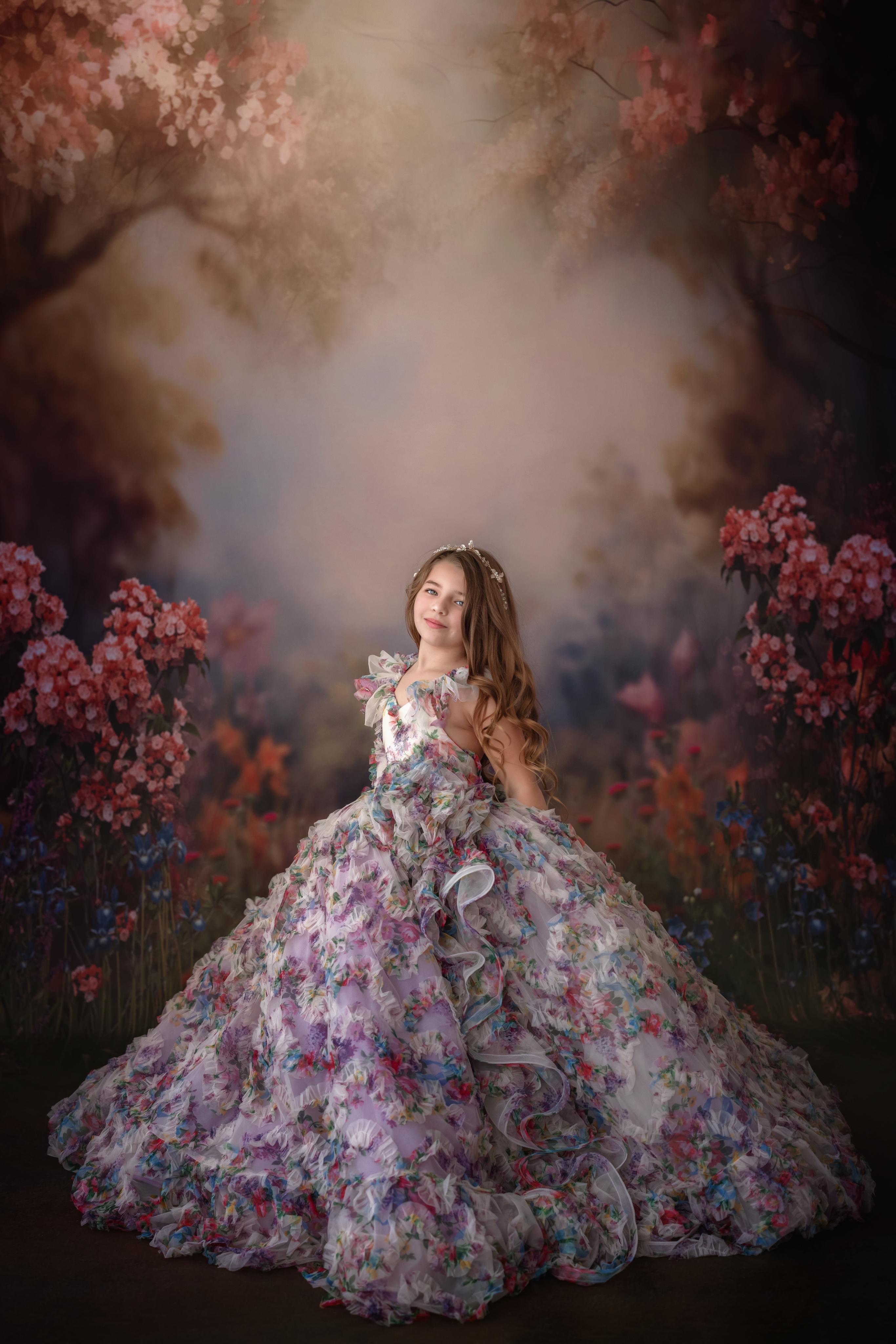 EXCLUSIVE limited release gown - Meadow Bloom floor long gown (6 year- 8 year)