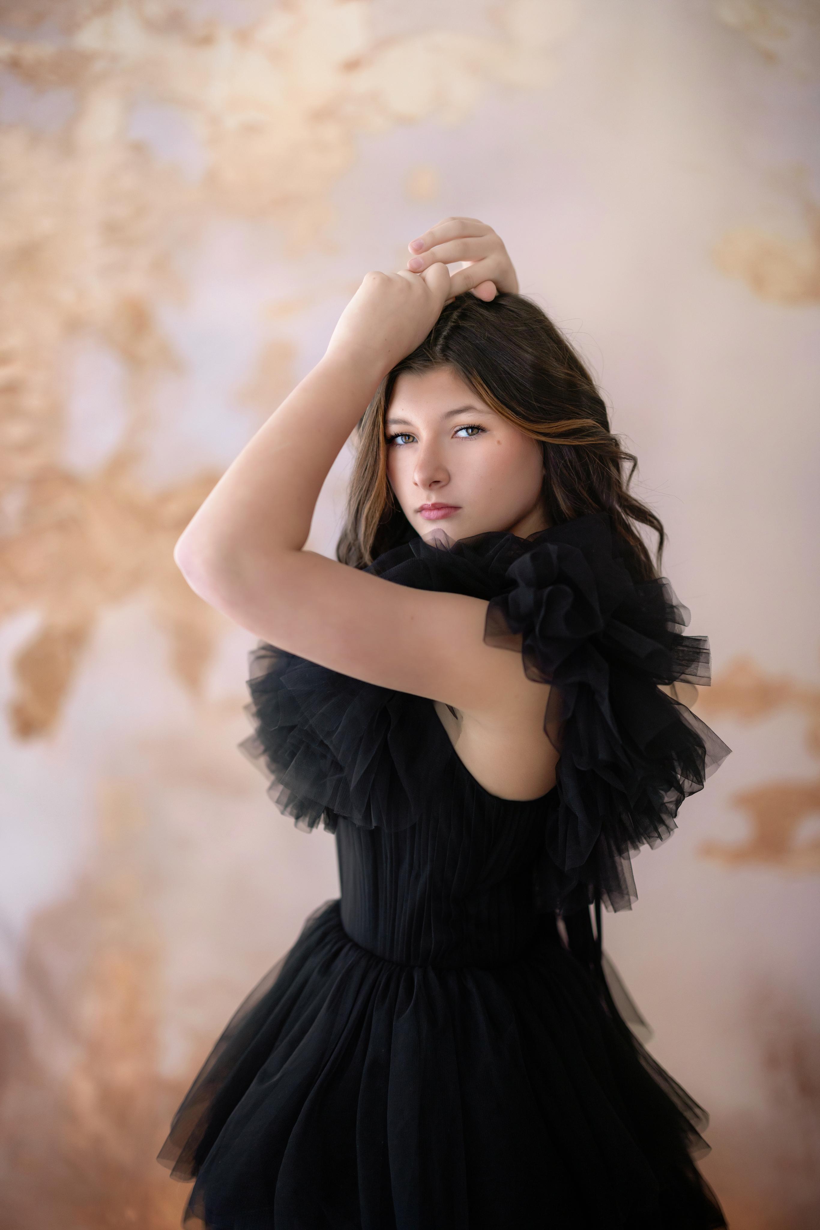 AURORA Floor Long Couture Rental Gown Black  (11 year-Pettie Adult 4)