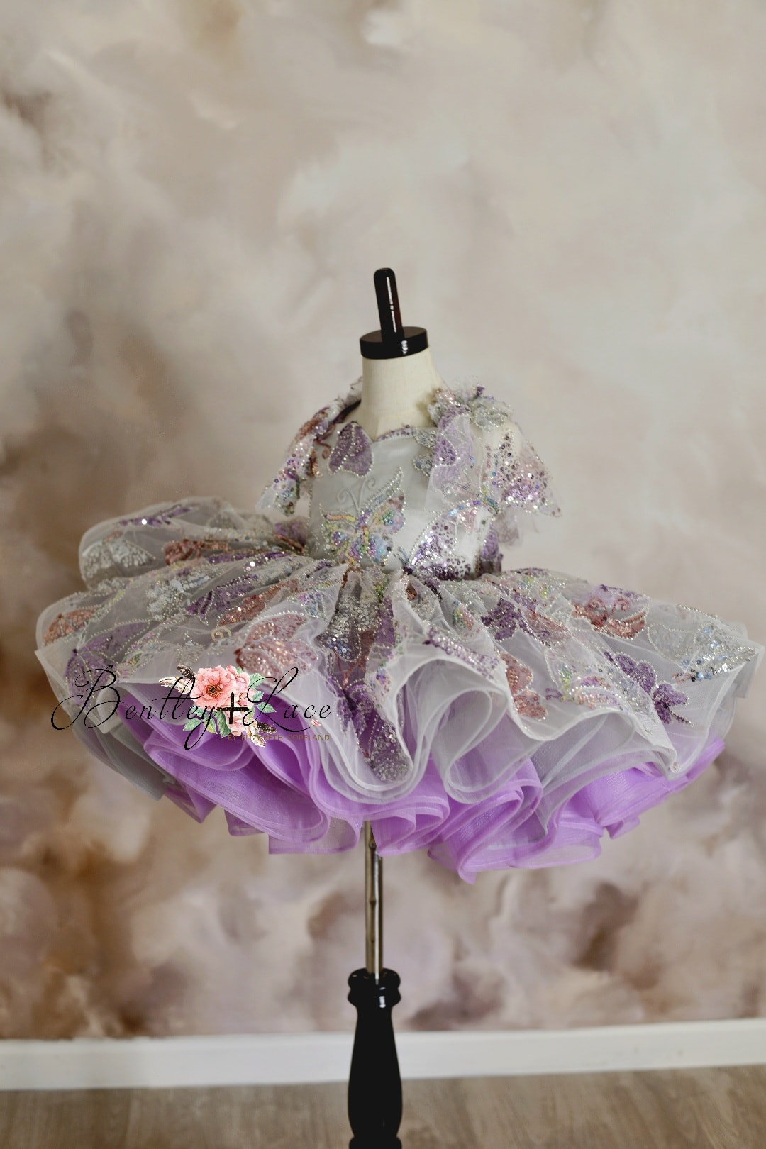 REMNANT Silver/pastel purples SEQUIN BUTTERFLY