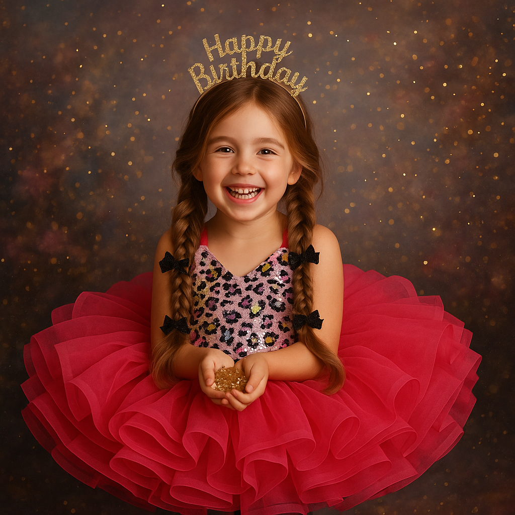 "Leopard Sass"  Petal Length Dress +Cape ( 6 Year - Petite 7 Year)