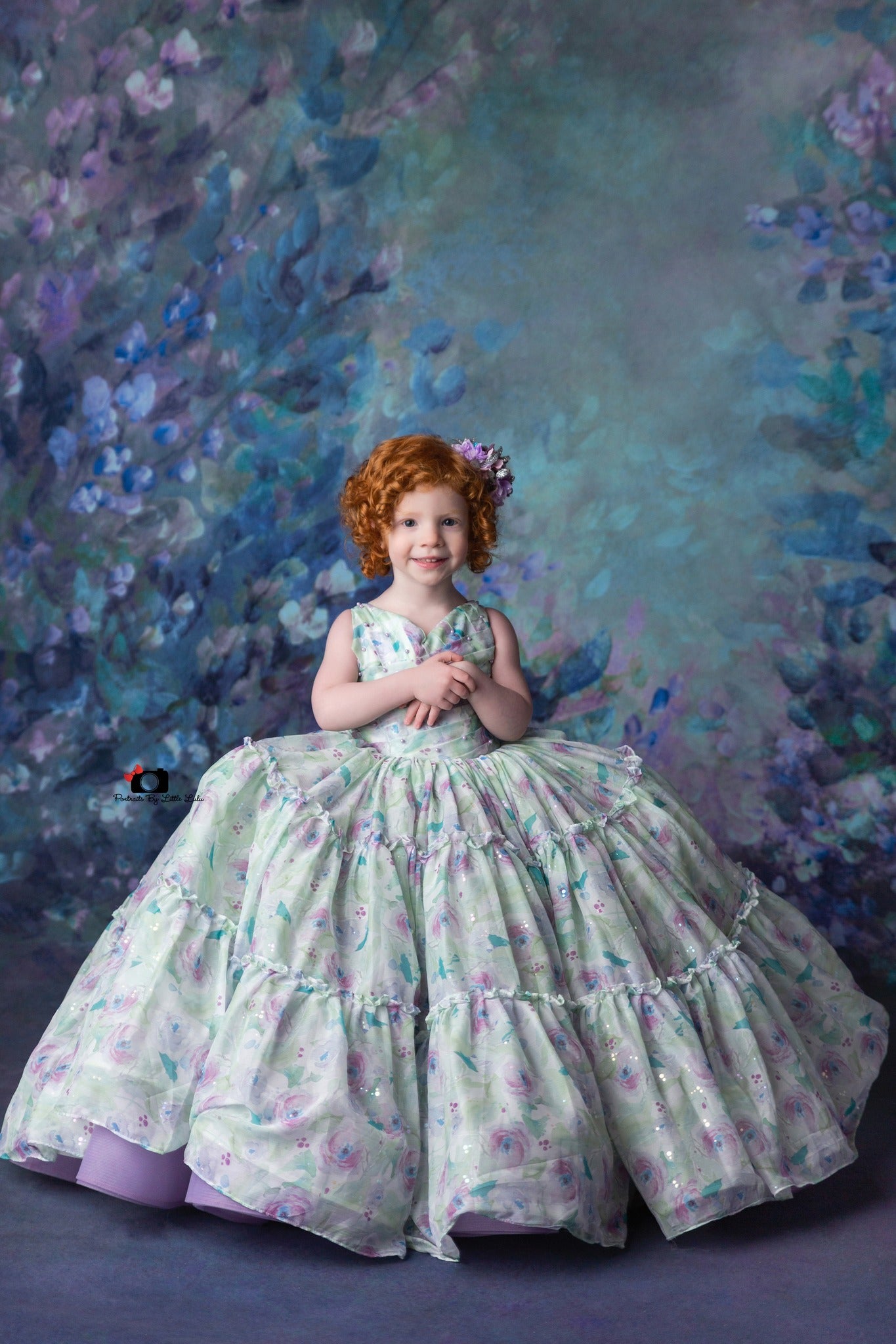 "Paint the flowers" -  Toddler Chiffon Floor Length Gown ( 2 Year - 3 Year)