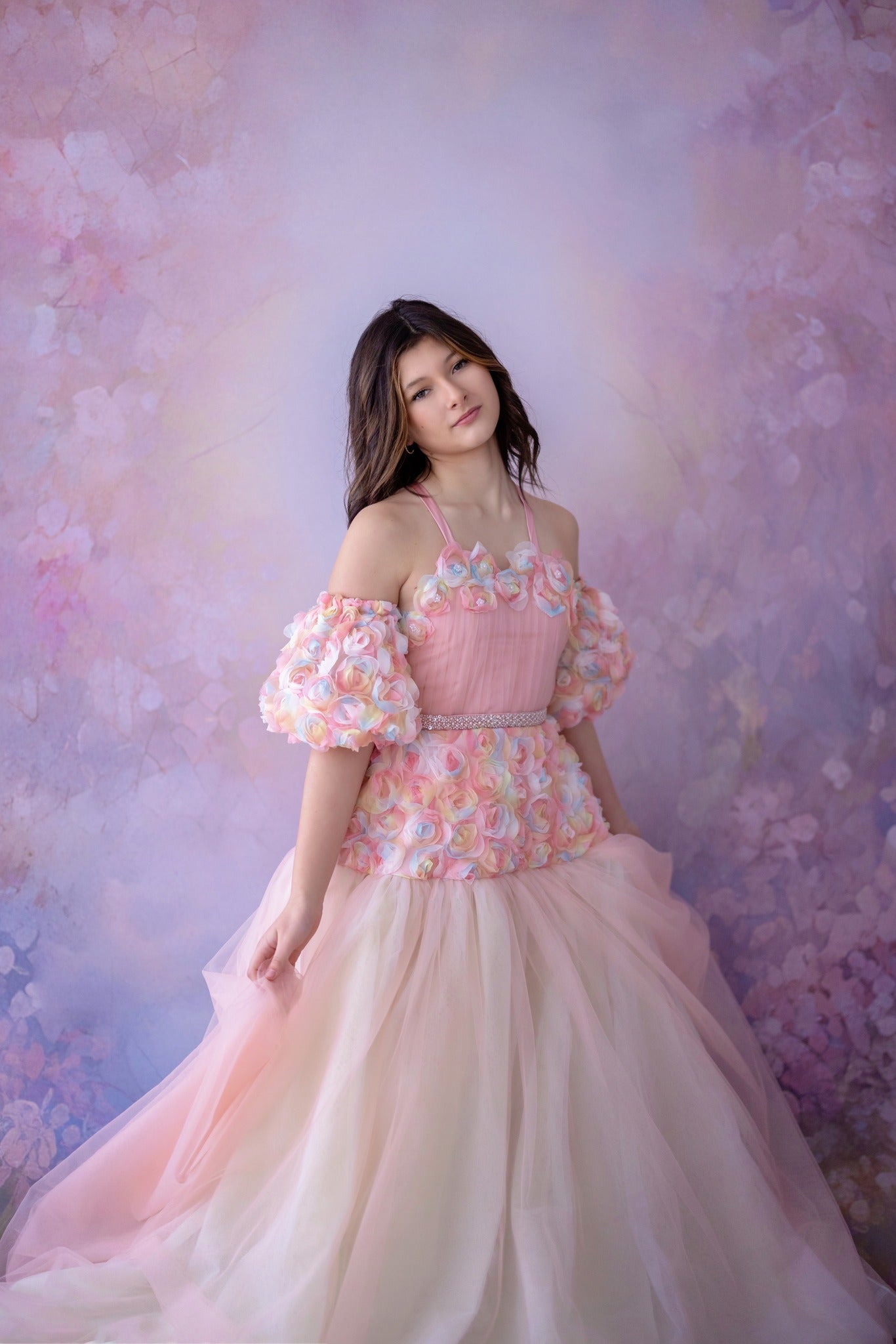 Flower themed gowns for photography sessions