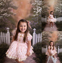 Garden Affair Vintage Inspired Dress -Set includes Dress, Bow, detachable apron