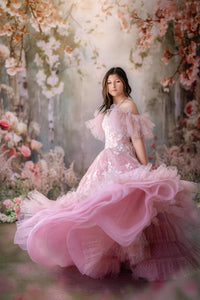 HOLD FOR JEN RETIRED RENTAL  euc "Dentelle Rose" -   Floor length + Cuffs  Teen /Adult  ( 14 Year - Petite 18+ Year)