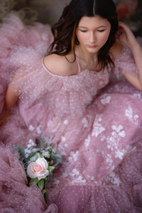 HOLD FOR JEN RETIRED RENTAL  euc "Dentelle Rose" -   Floor length + Cuffs  Teen /Adult  ( 14 Year - Petite 18+ Year)