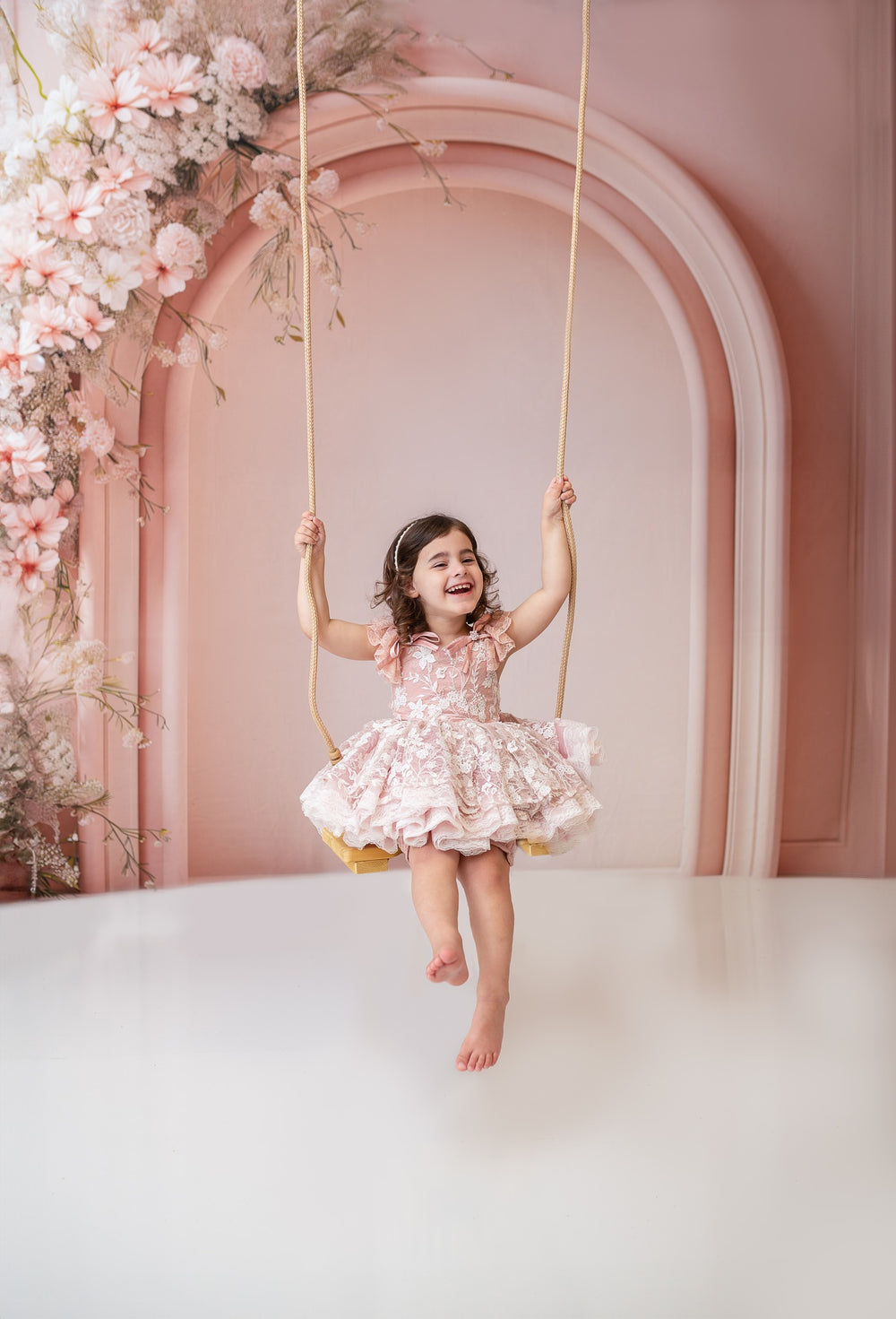 "Dentelle Rose" - Petal length dress+ Knee length Bloomer shorts ( 2 Year - Petite 4)