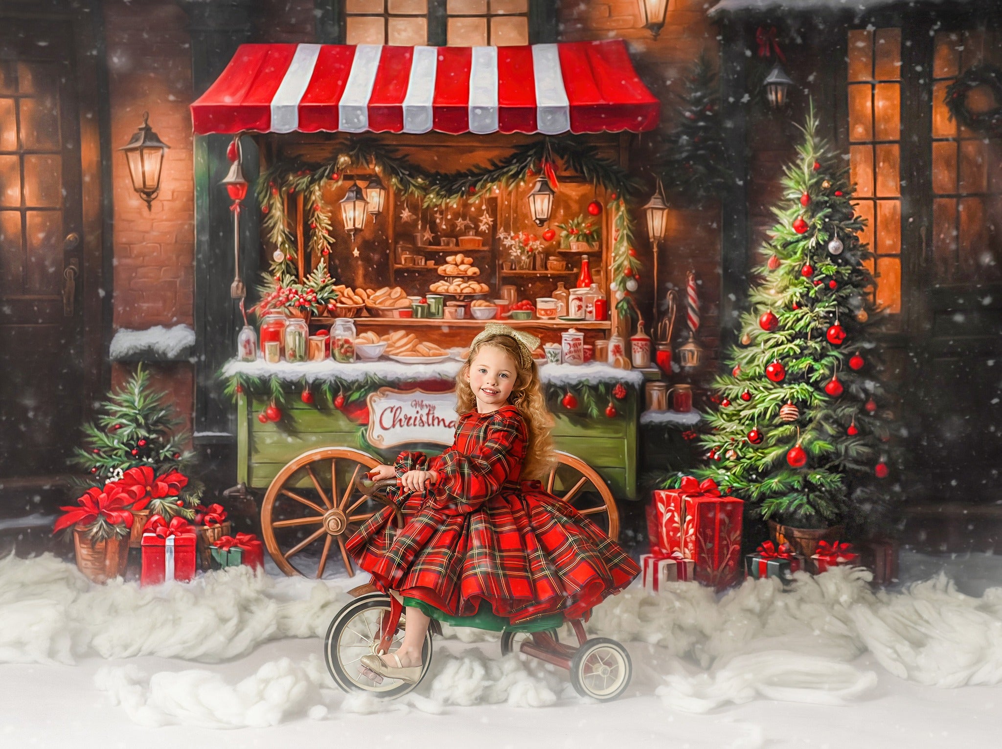 Couture gown rental: "Darling Plaid" Red Vintage Dress Sleeve ( 5 Year - Petite 6 Year)