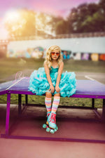 Child wearing Poppy short tulle dress with pleated bodice

