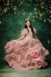 HOLD FOR JEN RETIRED RENTAL  euc "Dentelle Rose" -   Floor length + Cuffs  Teen /Adult  ( 14 Year - Petite 18+ Year)