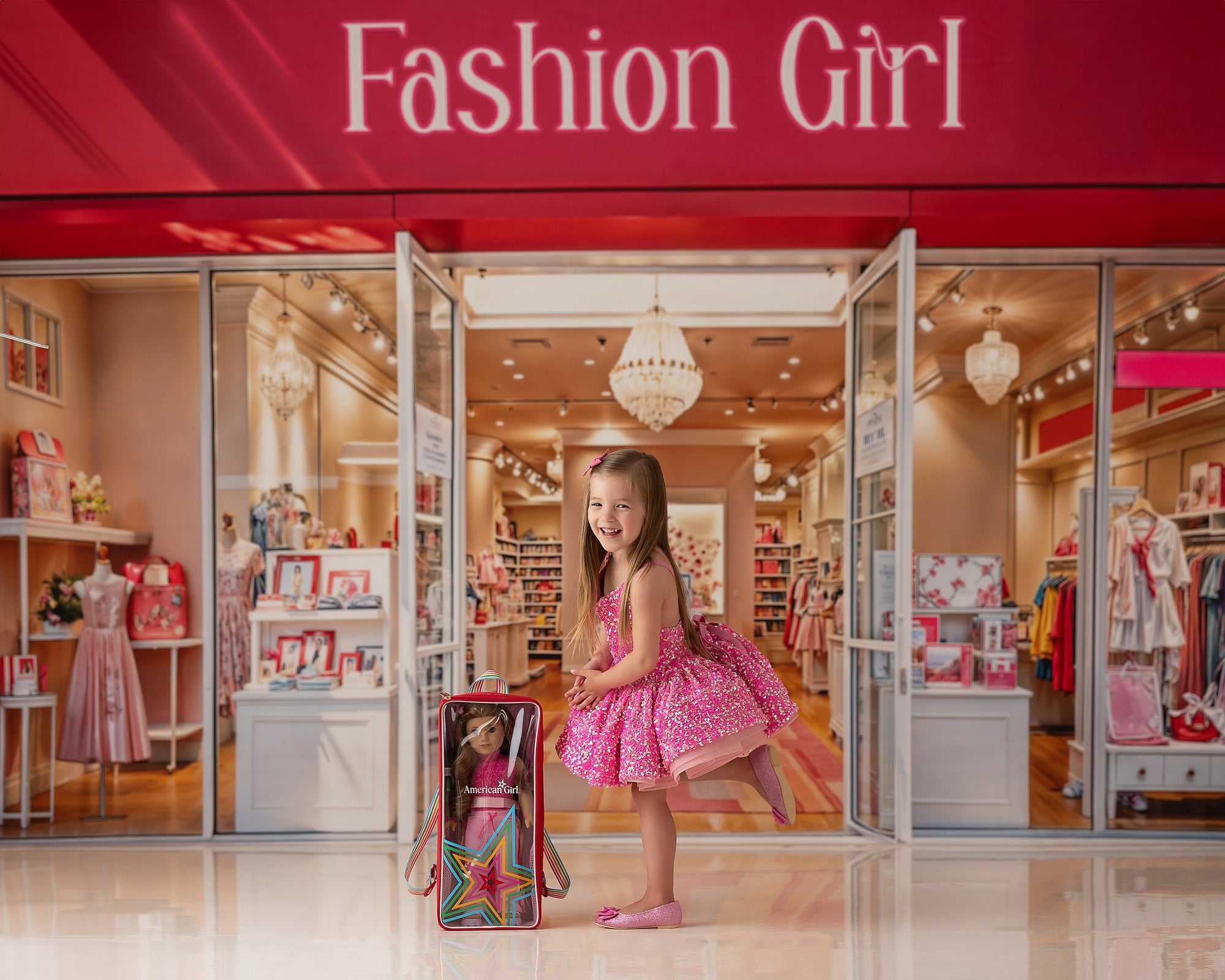 "Retro" Pink Candy Petal  Length Dress (3 year- 4 year)