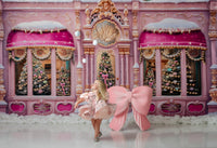 "Young model twirling in a customizable Velvet Whimsy Bows Apron Dress with shimmering details, perfect for standout photography sessions."

