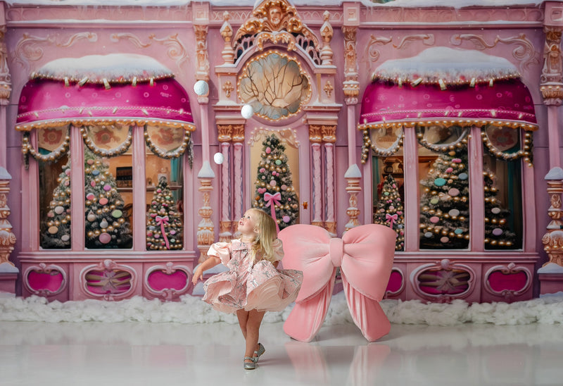 "Young model twirling in a customizable Velvet Whimsy Bows Apron Dress with shimmering details, perfect for standout photography sessions."

