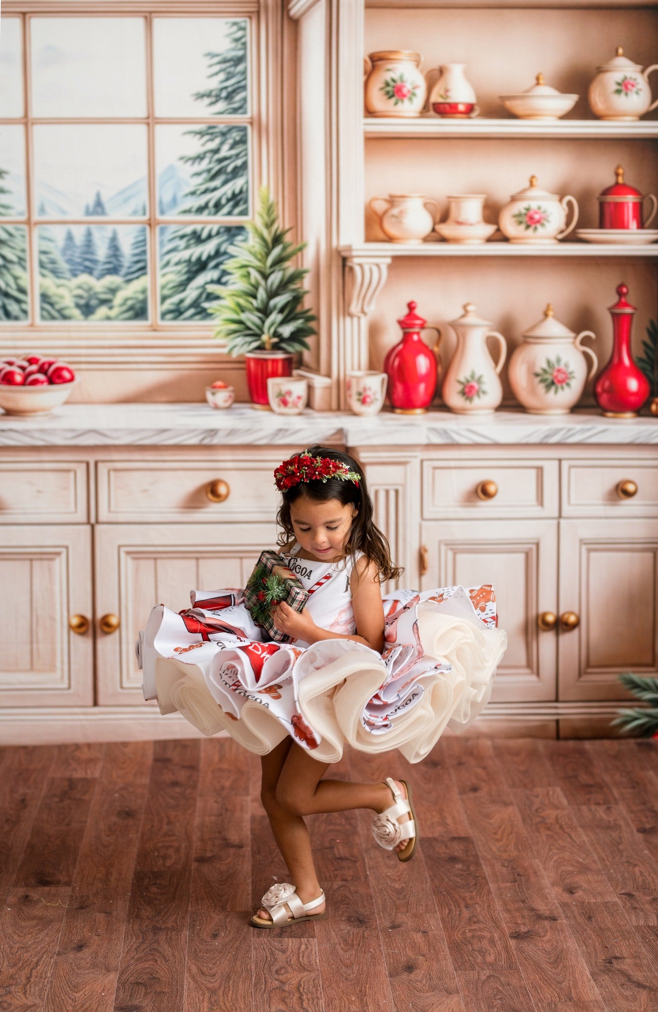 Hot Cocoa holiday dress styled for family photo session

