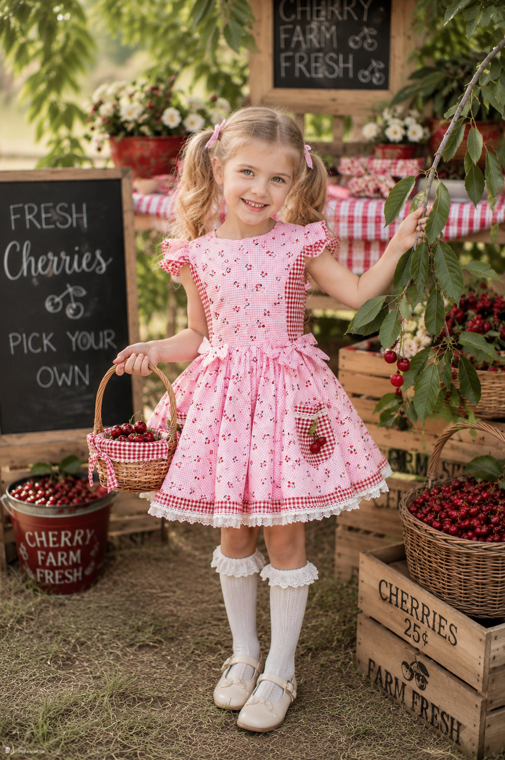 Cherry Picnic Custom Heirloom Dress Option One