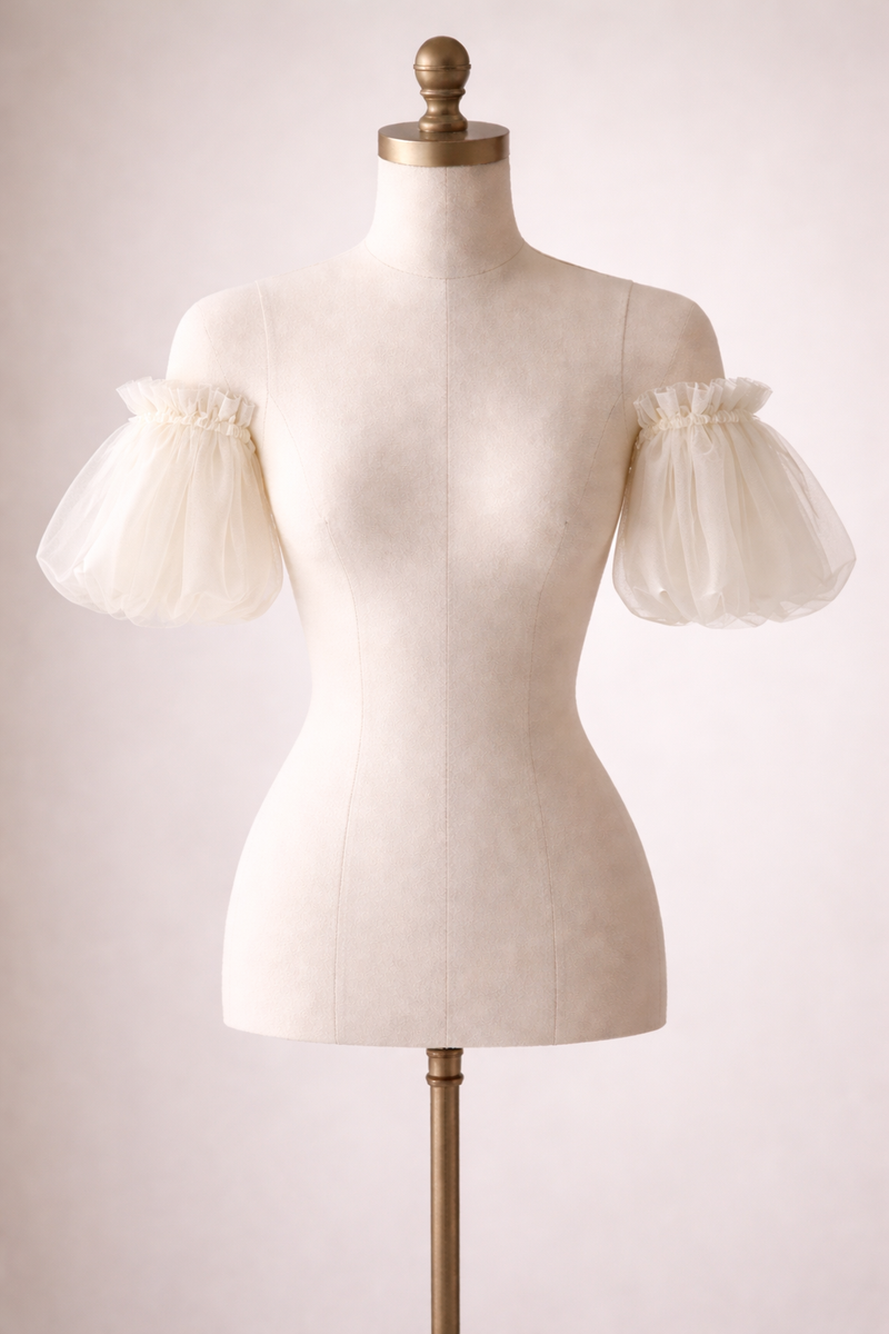 Detachable Cap Sleeves — Satin or Tulle — Custom color