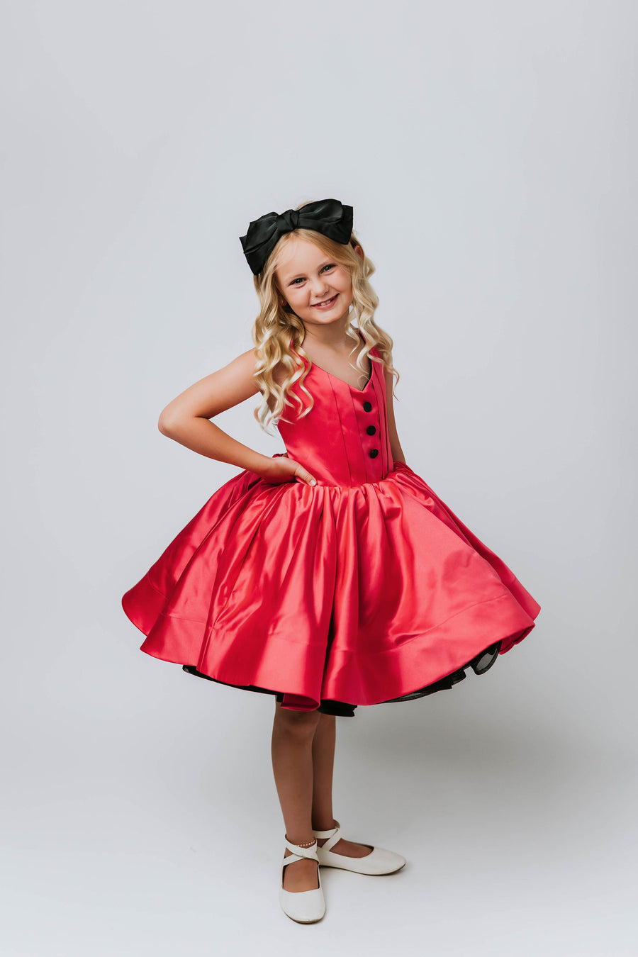 Reversible "Dolly" Pink/black  Petal  Length Dress - Editorial Dress, Couture Gown, Special Occasion Dress