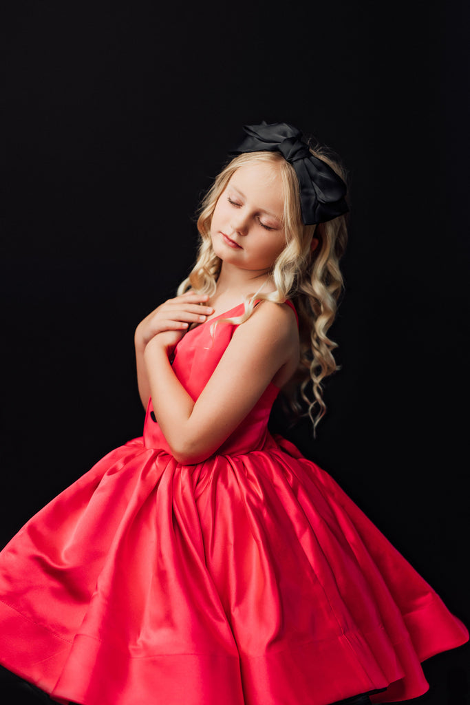 Reversible "Dolly" Pink/black  Petal  Length Dress ( 7 year- 8 year)