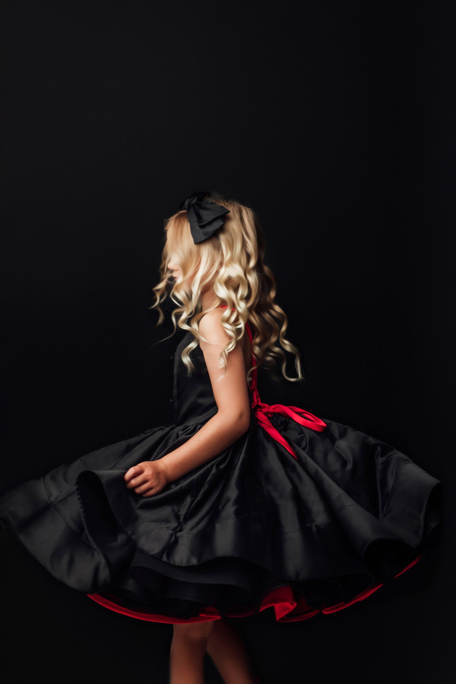 Reversible "Dolly" Pink/black  Petal  Length Dress - Editorial Dress, Couture Gown, Special Occasion Dress