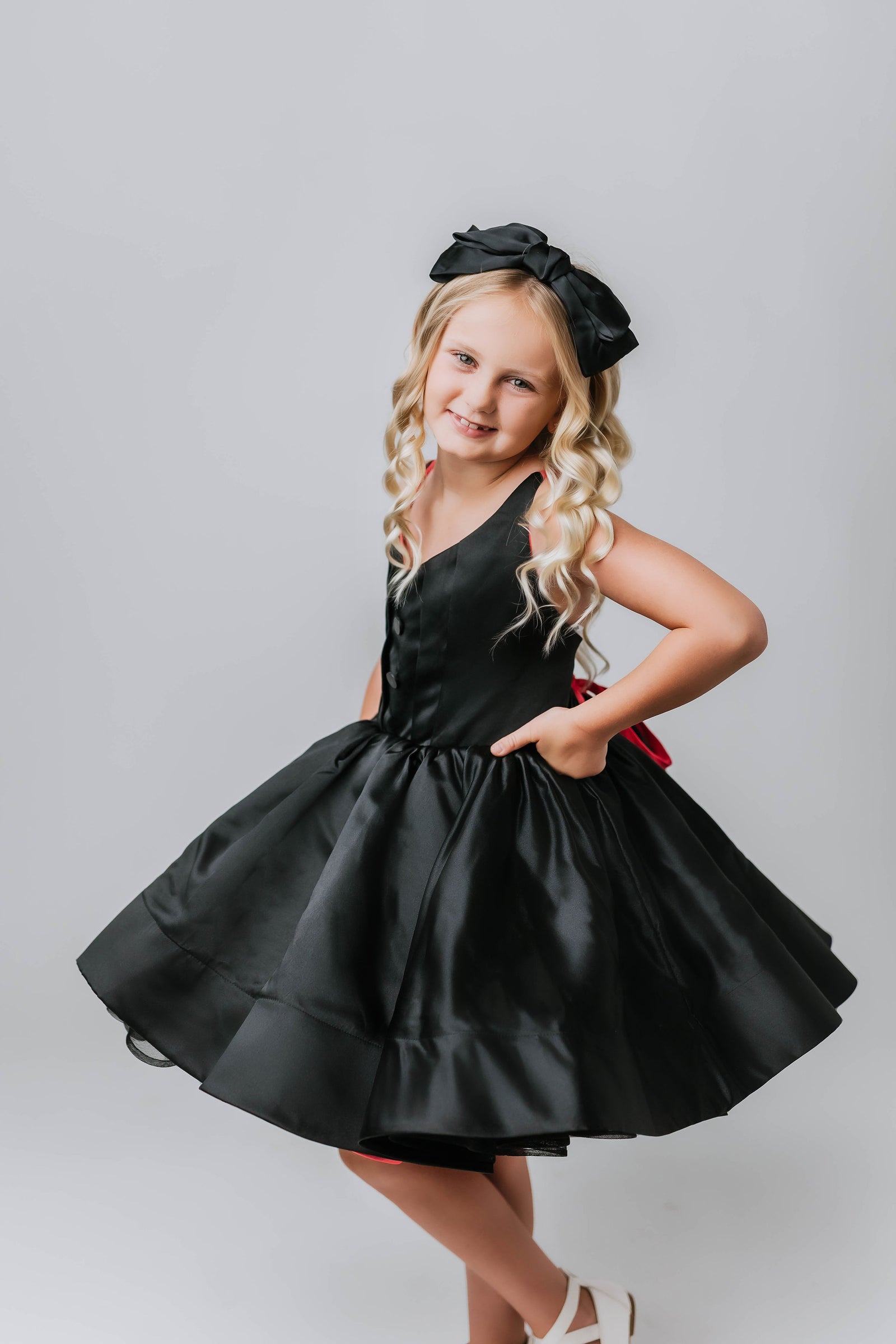 Reversible "Dolly" Pink/black  Petal  Length Dress - Editorial Dress, Couture Gown, Special Occasion Dress
