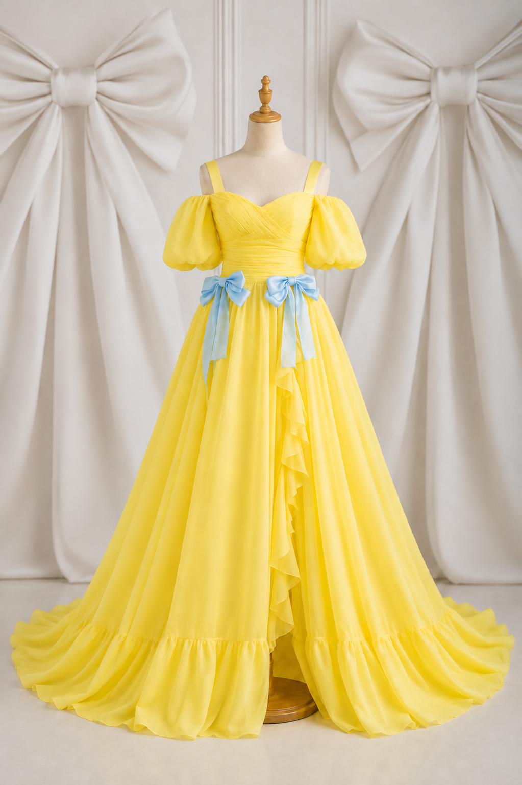 “Marigold Morning” Yellow Floor-Length Couture Gown Rental | Fits Teen and Women’s 6–12