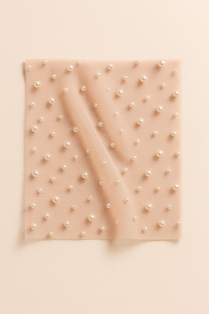 Pearl-Embellished Mesh fabric swatch