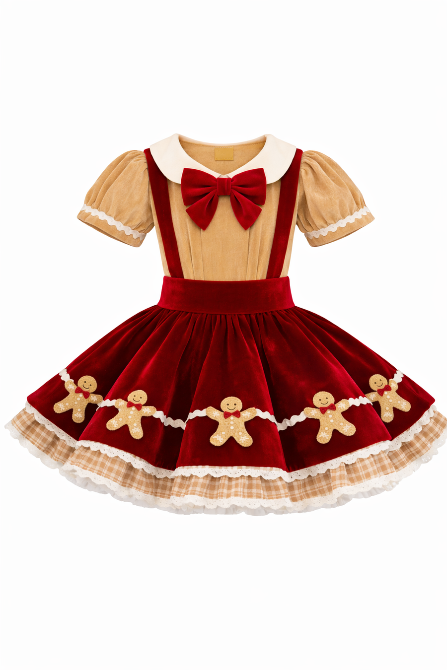PRE ORDER Merry & Frosted Gingerbread Apron Dress  – Deluxe Holiday  Set  | Custom Colors Available | Editorial Dress | Special Occasion Gown