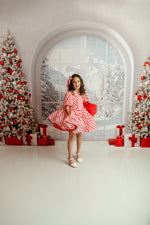 Candy Cane Lane Set: Dress+ Detachable Apron Option-Editorial Dress, Couture Gown, Special Occasion Dress