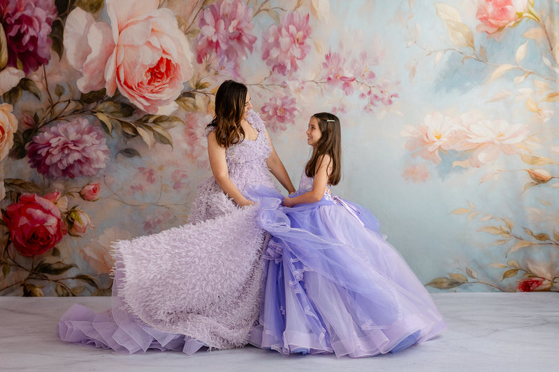 Detailed neckline view showcasing hand-sewn rhinestone embellishments.

