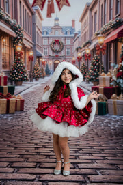 "The Scarlet Snowfall ” Vintage-Length Dress - Couture Gown, Special Occasion Dress