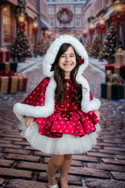 "The Scarlet Snowfall ” Vintage-Length Dress - Couture Gown, Special Occasion Dress