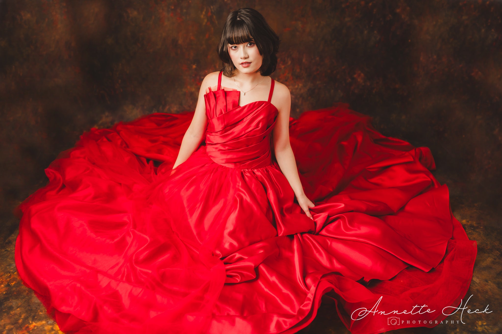 Couture Rental Gown "Radiant Allure" Red -  Floor Length Dress (Adult 6-Adult 10)