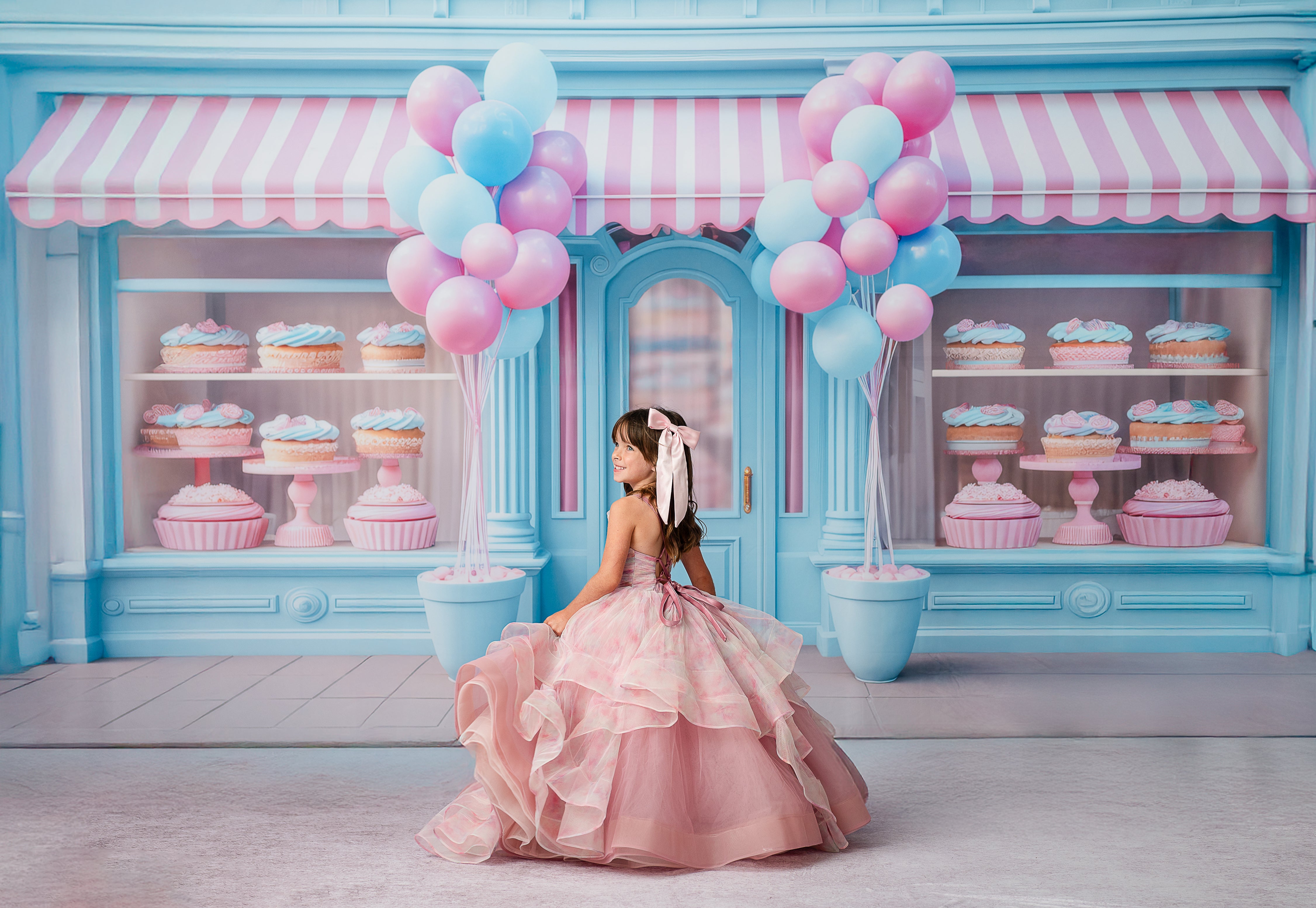 Pastel Clouds Dress – Customizable Girls Pastel Gown with Detachable Tulle Sleeves for Photography & Special Events