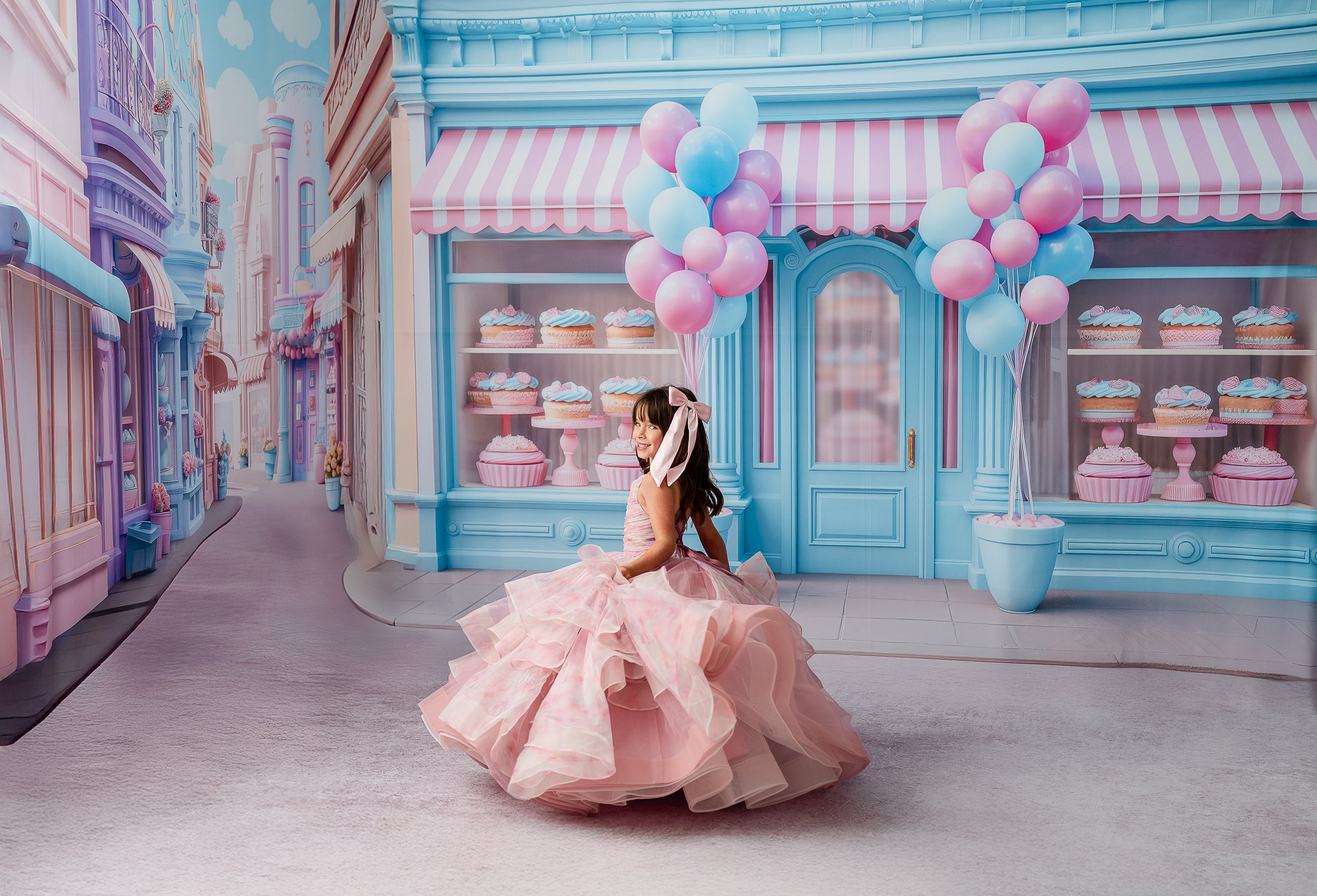 Pastel Clouds Dress – Customizable Girls Pastel Gown with Detachable Tulle Sleeves for Photography & Special Events
