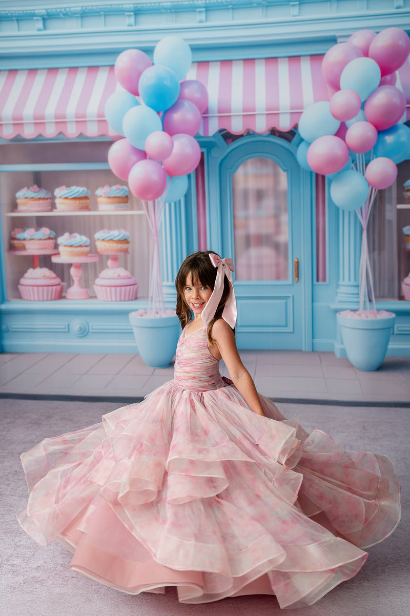 Pastel Clouds Dress – Customizable Girls Pastel Gown with Detachable Tulle Sleeves for Photography & Special Events