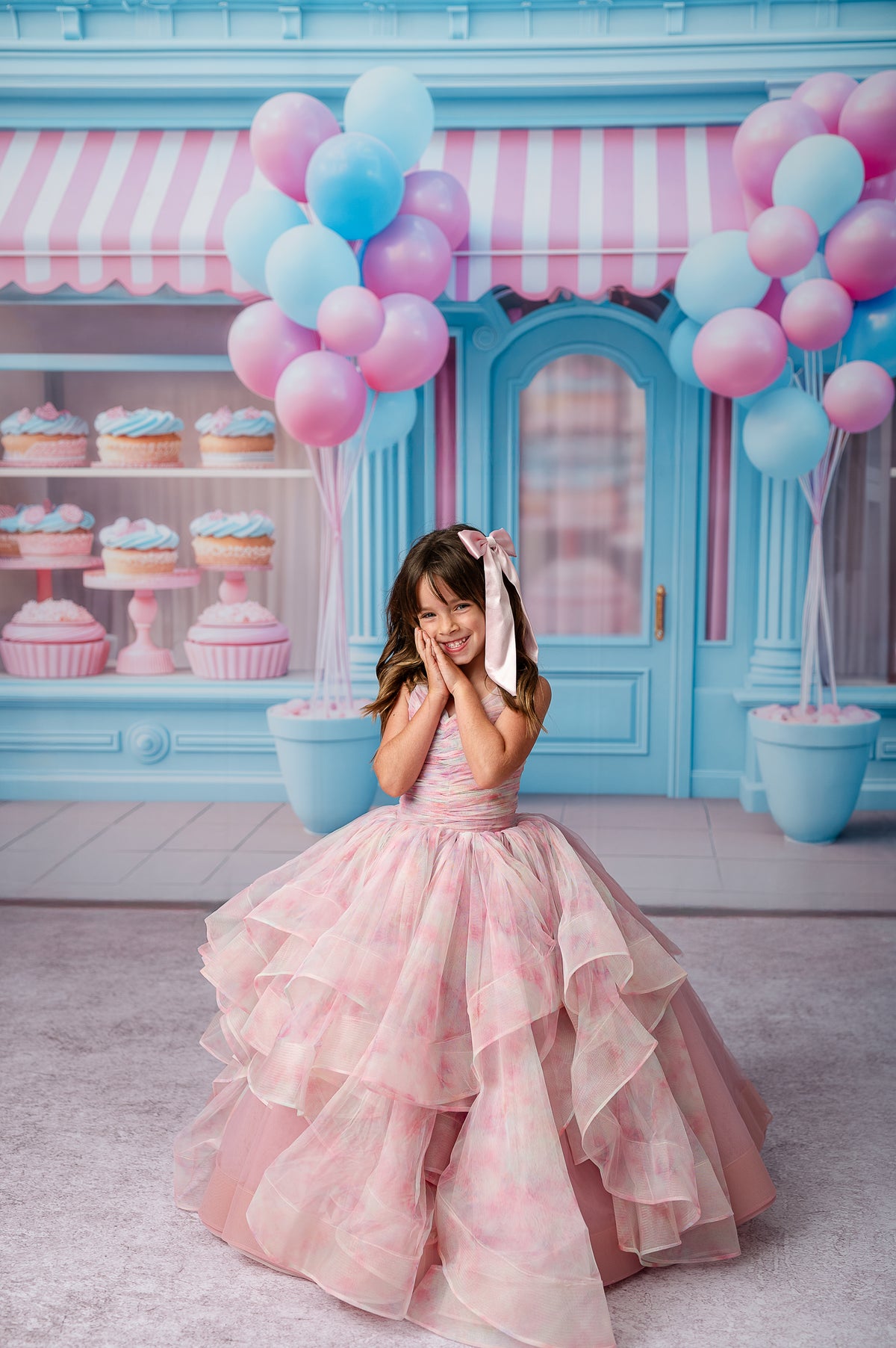 Pastel Clouds Dress – Customizable Girls Pastel Gown with Detachable Tulle Sleeves for Photography & Special Events